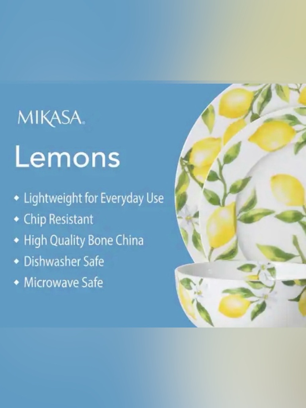 MIKASA Dinner Plates with Lemons, Set of 4. - Picture 4 of 5